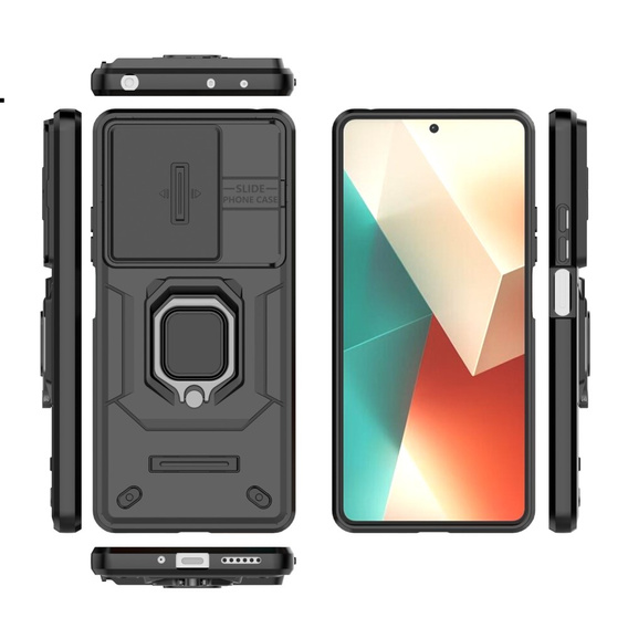 Чохол для Xiaomi Redmi Note 13 5G, KickStand Camera Lens, чорний