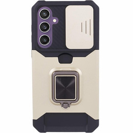 Бронированный чехол для Samsung Galaxy S23 FE, Camera Slide Card Slot, чёрный + 9H стекло