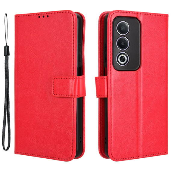 Футляр з клапаном для Oppo A80, Crazy Horse Wallet, червоний