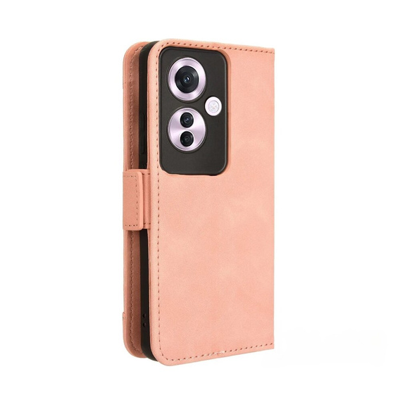 Футляр з клапаном для Oppo Reno 11F 5G, Card Slot, рожевий