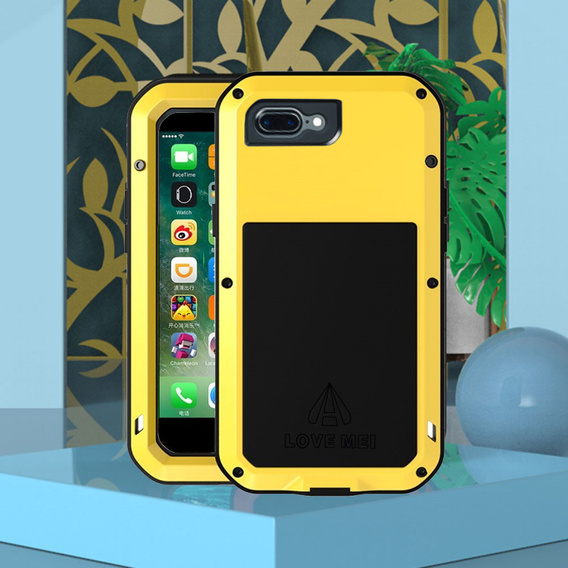 Чехол Love Mei до iPhone 8 Plus/7 Plus, armored with glass, жёлтый