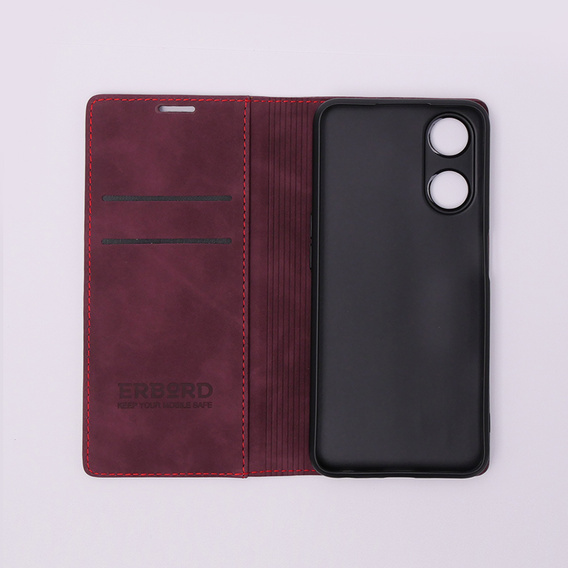 Чохол для Oppo A78 5G, ERBORD Vintage, гаманець з клапаном, червоний