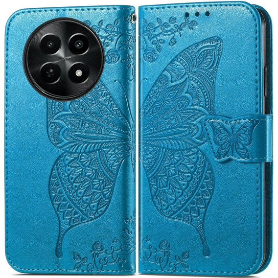 Откидной чехол для Realme 12, Butterfly, синий