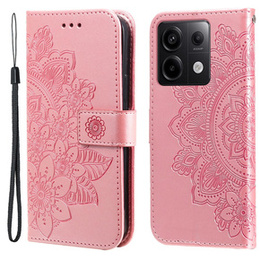 Откидной чехол для Xiaomi Redmi Note 13 Pro 5G, Mandala, розовый rose gold