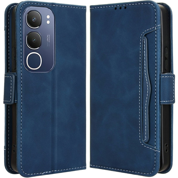 Футляр з клапаном для Vivo Y19s, Card Slot, темно-синій