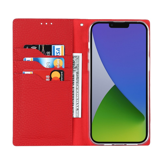 Откидной чехол для iPhone 15, Litchi Skin Grain, чёрный