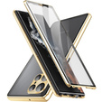 Чехол для Samsung Galaxy S22 Ultra, Magnetic Dual Glass, золотой