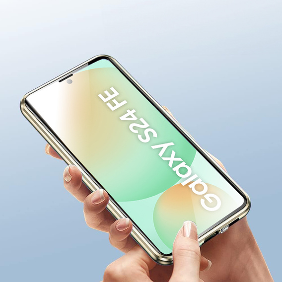 Чохол для Samsung Galaxy S24 FE, Magnetic Dual Glass, золотий