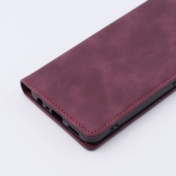 Чехол для Oppo A78 4G, ERBORD Vintage, бумажник с клапаном, красный