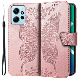 Чохол-книжка для Xiaomi Redmi Note 12 4G, Butterfly, рожевий rose gold