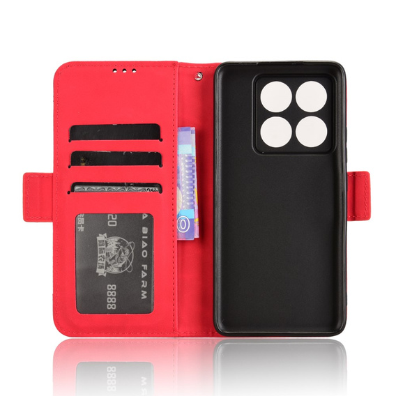 Футляр з клапаном для Xiaomi 14T, Card Slot, червоний