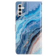 Откидной чехол для Samsung Galaxy A25 5G, Wallet Marble, синий + 9H стекло  