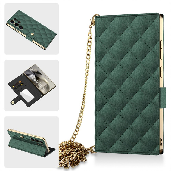 Флип-кейс для Samsung Galaxy S24 Ultra, GKK Mirror Wallet, зелёный