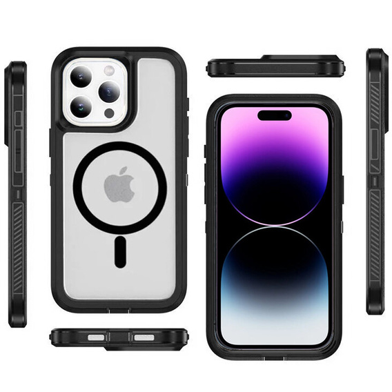 Чехол с рамкой для iPhone 14 Pro, для MagSafe, прозрачный / черный