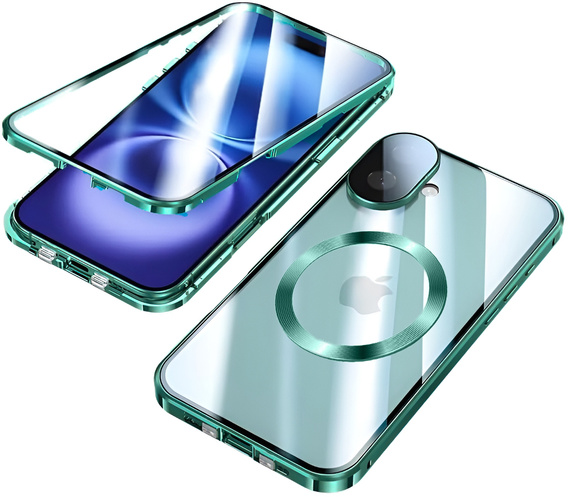 Магнітний чохол Dual Glass MagSafe для iPhone 16, зелений