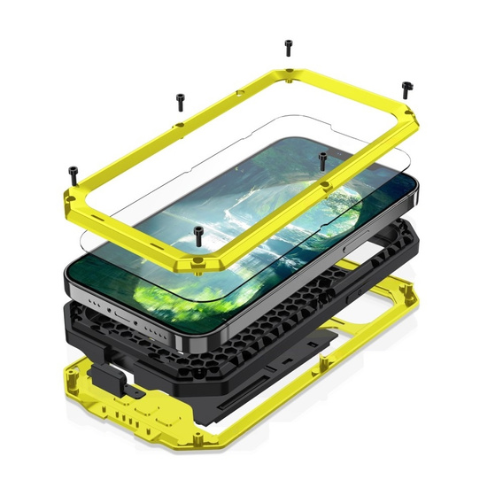 Чехол для iPhone 13 Mini, R-JUST CamShield Slide, бронированный, жёлтый / черный