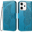 Чехол с крышкой для Oppo Reno 14, Butterfly, бумажник, синий