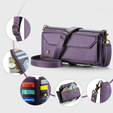 Чехол CASEME для Samsung Galaxy S25 FE, RFID Leather Wallet, с плечевым ремнем, фиолетовый