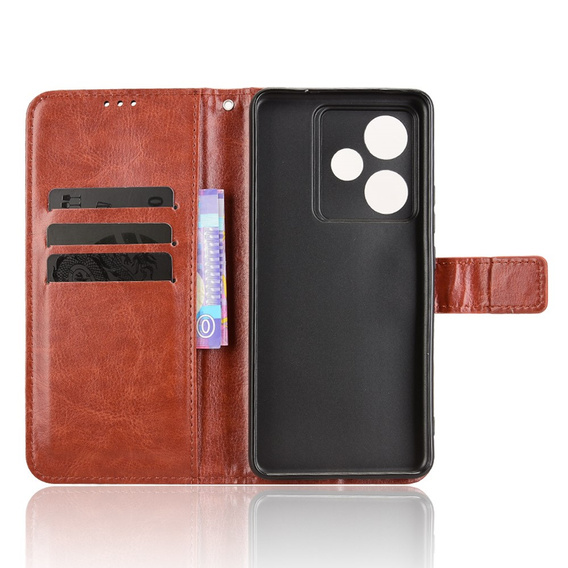 Футляр з клапаном для Realme GT 7 / 7T, Crazy Horse Wallet, коричневий