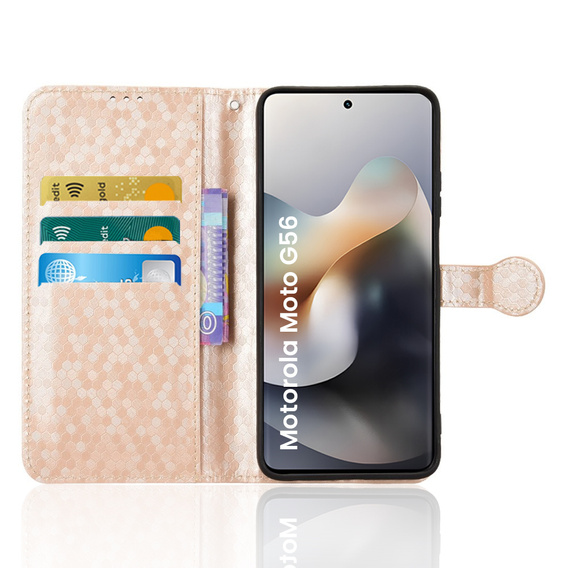 Чохол-фліп для Motorola Moto G56 5G, Wallet Rhombus, золотий
