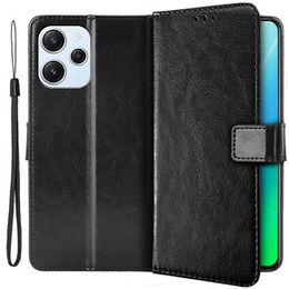 Откидной чехол для Xiaomi Redmi 12, Crazy Horse Wallet, чёрный