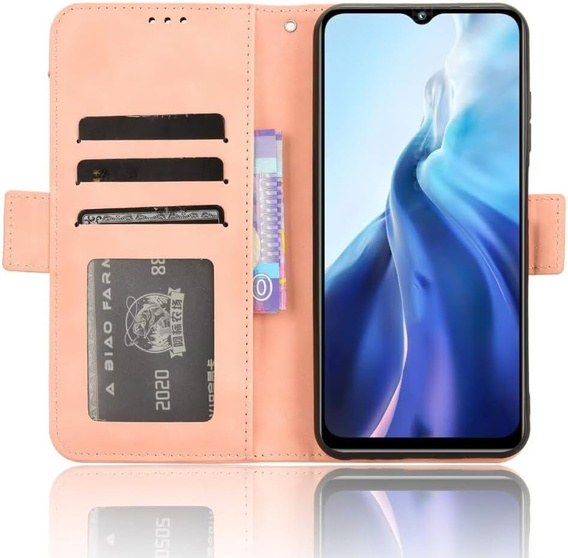 Футляр з клапаном для Realme Note 70T 4G, Card Slot, рожевий