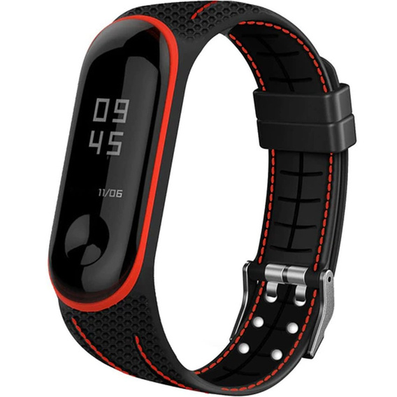 Силиконовый ремешок для Xiaomi Mi Band 5/6/7/7 NFC, Black/Red