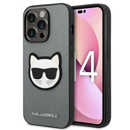 Чехол Karl Lagerfeld до iPhone 14 Pro Max, Saffiano Choupette Head Patch, серебряный