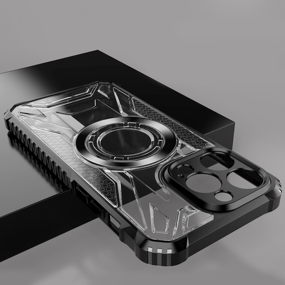 Протиударний чохол MagSafe для iPhone 15 Pro Max, чорний / прозорий