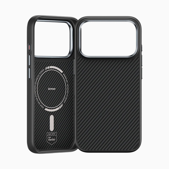 Чехол BENKS Kevlar Armor PRO Carbon Fiber 600D A070 для MagSafe с активной кнопкой для iPhone 17 Pro Max