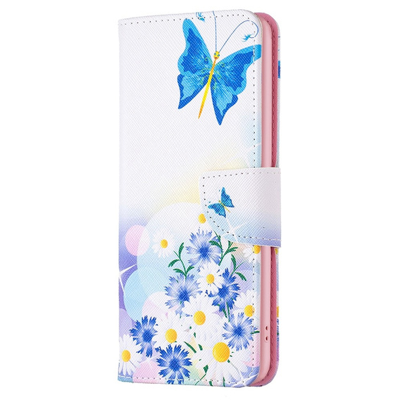 Чохол-книжка для OPPO A57 / A57s, Wallet, butterfly & flowers, білий