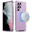 Кожаный чехол для Samsung Galaxy S24 Ultra, с защитой камеры, для MagSafe, фиолетовый