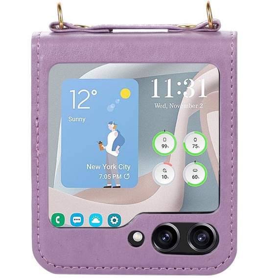 Шкіряний чохол для Samsung Galaxy Z Flip 5 5G, фіолетовий
