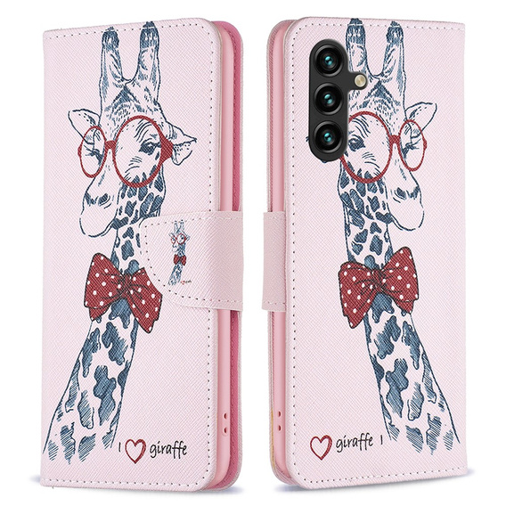 Откидной чехол для Samsung Galaxy A35 5G, Wallet, Giraffe розовый