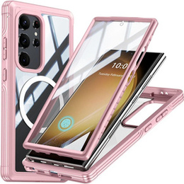 Чoхол до Samsung Galaxy S24 Ultra, Shockproof, з плівкою на екран, для MagSafe, рожевий