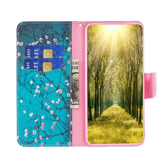 Откидной чехол для Motorola Moto G54 5G, Wallet, sakura, синий