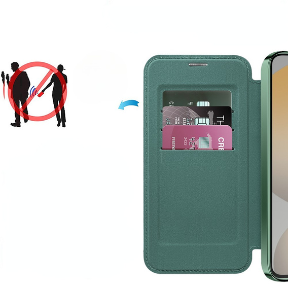 Чохол-книжка для Samsung Galaxy S24 FE, RFID Wallet MagSafe CamShield, зелений