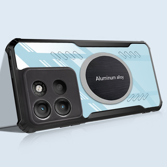 Чохол для Motorola Moto G15 / Motorola Moto G15 Power, з магнітною пластиною, прозорий / чорний