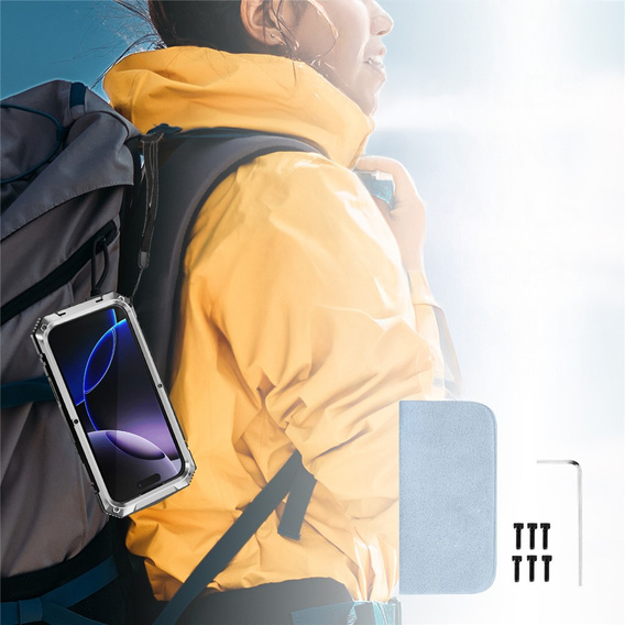 Чехол R-JUST с подставкой и встроенным стеклом для iPhone 17 Pro Max