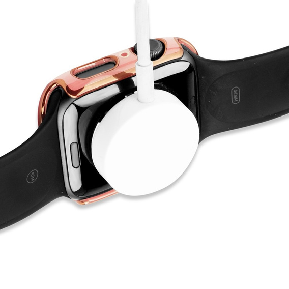 2в1 чехол и защитное стекло для часов Apple Watch 7/8 45mm - Pink / Gold
