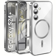 Чохол для Samsung Galaxy S24+ Plus, Electro MagSafe, сріблястий + Скло на екран