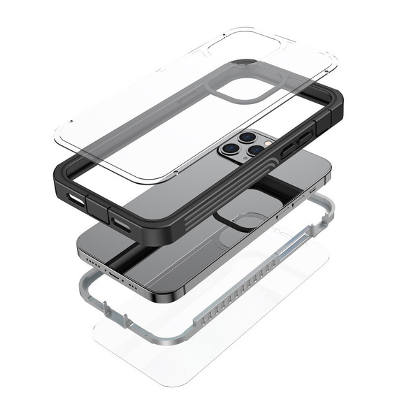 Чoхол Shockproof до iPhone 12/12 Pro, із захисним екраном, чорний