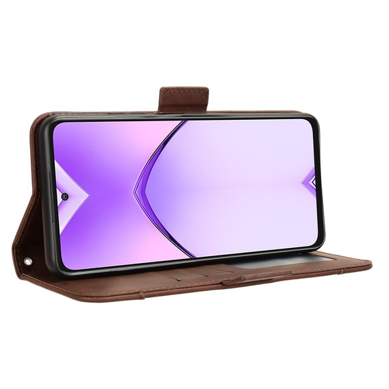 Футляр з клапаном для Oppo A80, Card Slot, коричневий