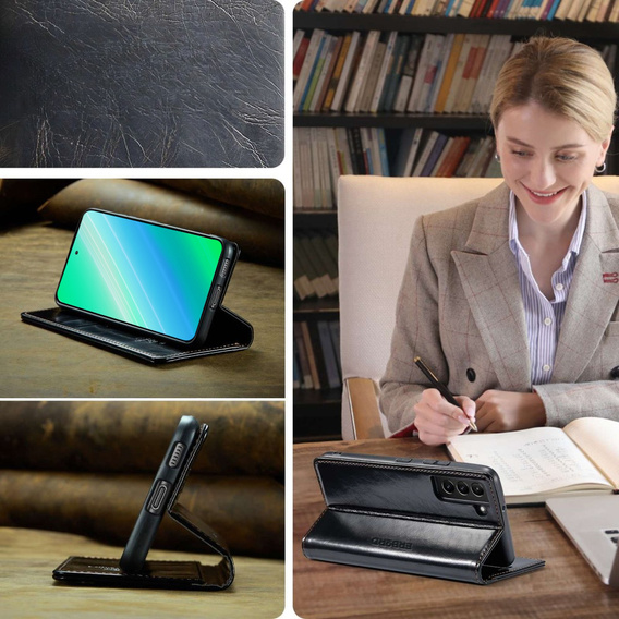 Откидной чехол для Samsung Galaxy S23, ERBORD Waxy Wallet, чёрный
