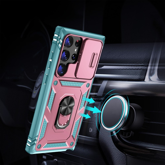 Чохол NOX Camera Slide Samsung Galaxy S23 Ultra, CamShield Slide, рожевий / зелений