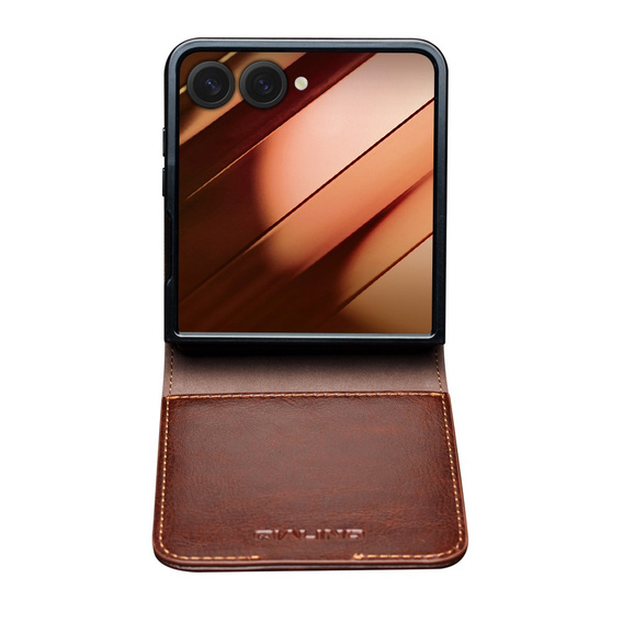 Коричневий шкіряний чохол-гаманець для Samsung Galaxy Z Flip7