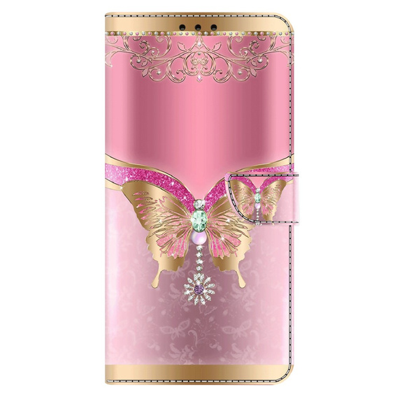 Откидной чехол для Xiaomi Redmi Note 12 4G, Wallet Butterfly, розовый