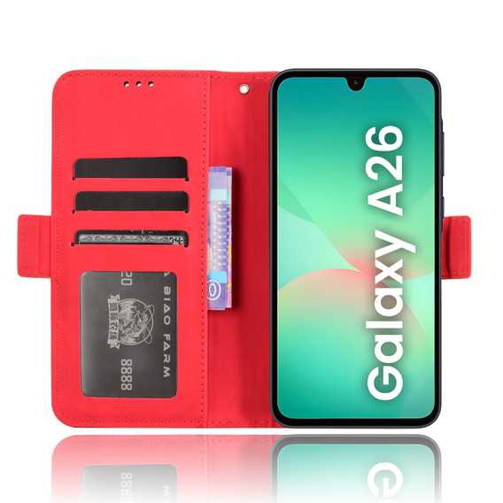 Футляр з клапаном для Samsung Galaxy A26, Card Slot, червоний