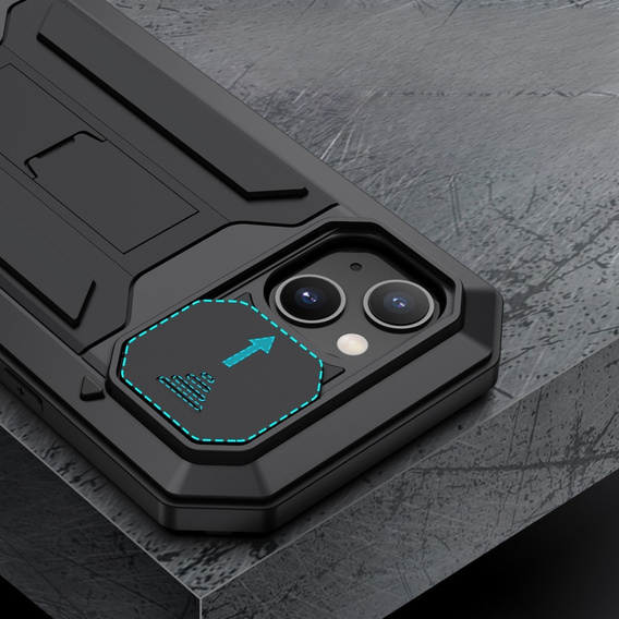 Чехол для iPhone 13, R-JUST CamShield Slide, бронированный, черный