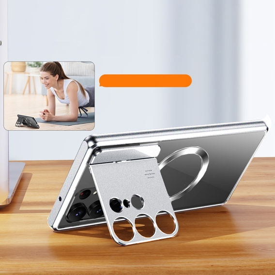 Магнитный чехол для Samsung Galaxy S23 Ultra 5G, Aroma Hybrid, серебряный